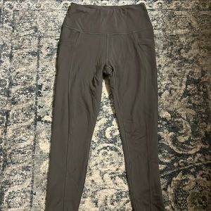 Woman’s grey fleece-lined leggings